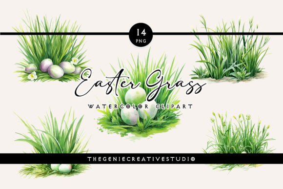 Download Watercolor Easter Grass PNG Clipart Set - Premium Resources