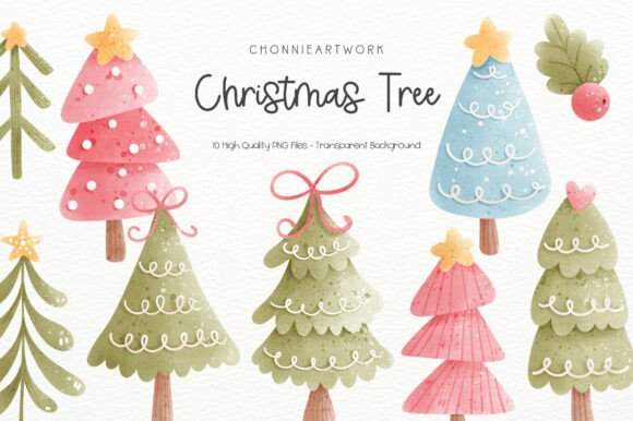 Download Watercolor Christmas Tree Clipart Bundle - Watercolor Collection