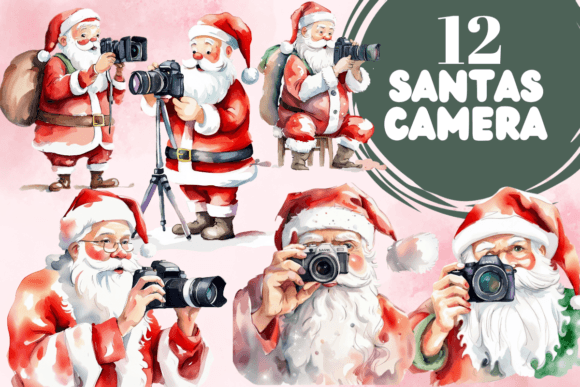 Download SANTAS CAMERA WATERCOLOR CLIPART - Watercolor Collection