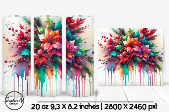 Download Poinsettia Watercolor Tumbler Wrap - Watercolor Collection