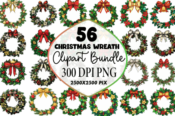 Download Watercolor Christmas Wreath Clipart Png - Watercolor Collection