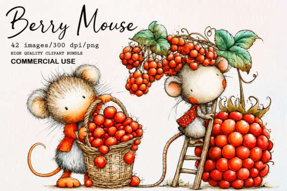 Download Cute Berry Mouse Watercolor PNG Clipart - Watercolor Collection