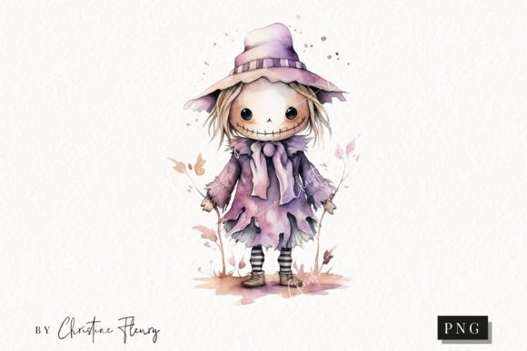 Download Watercolor Purple Scarecrow Clipart - Watercolor Collection