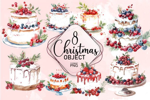 Download Christmas Cake Watercolor Pack PNG - Watercolor Collection