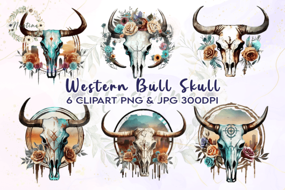 Download Bull Skull Western Watercolor Clipart - Watercolor Collection