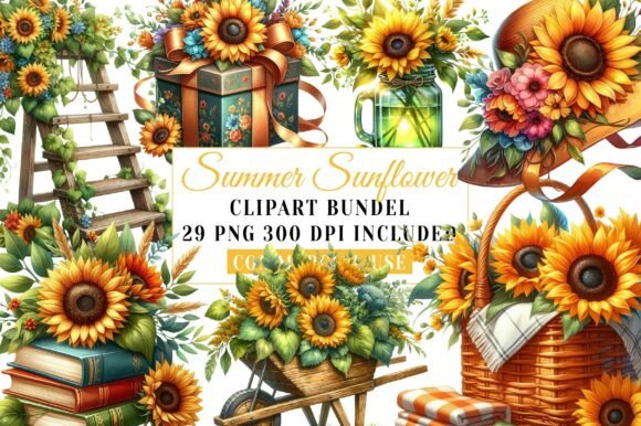 Download Watercolor Summer Sunflower Clipart Bund - Watercolor Collection
