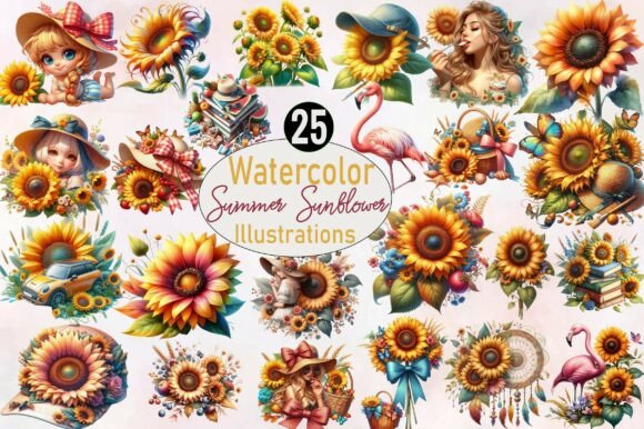 Download Watercolor Summer Sunflower Clipart - Watercolor Collection