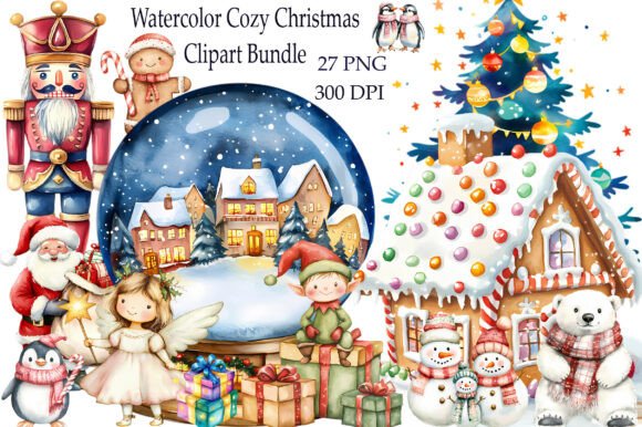 Download Watercolor Cozy Christmas Clipart Bundle - Watercolor Collection
