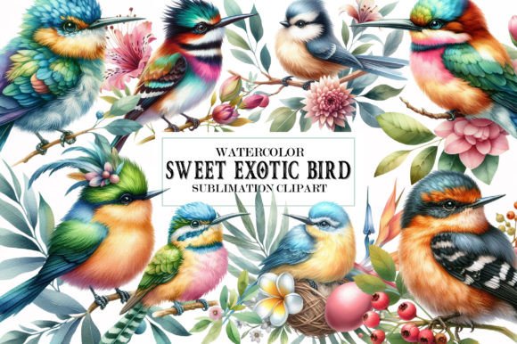 Download Sweet Exotic Bird Watercolor 19 Cliparts - Watercolor Collection