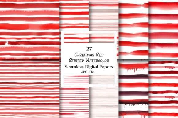 Download Christmas Red Striped Watercolor Pattern - Watercolor Collection