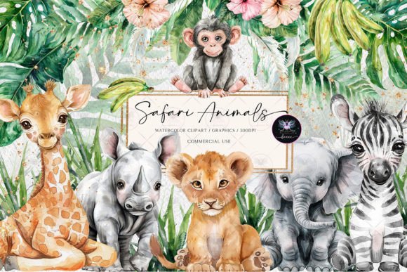 Download Safari Animals Watercolor Clipart - Watercolor Collection