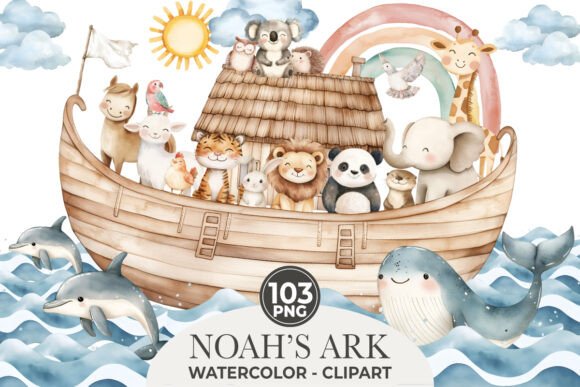 Download Noah's Ark Watercolor Bundle Clipart - Watercolor Collection