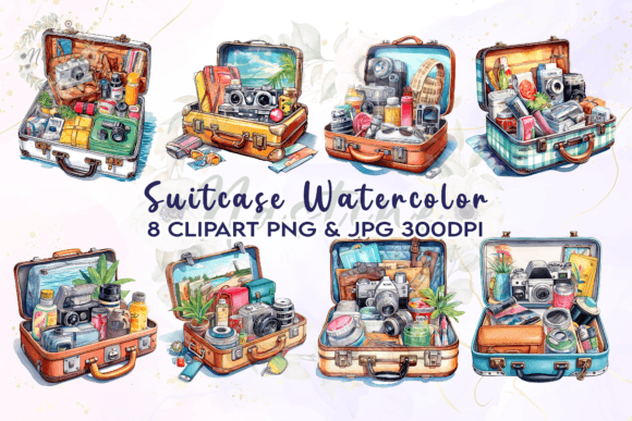 Download Suitcase Watercolor Clipart - Watercolor Collection
