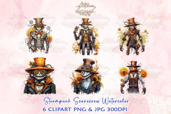 Download Steampunk Scarecrow Watercolor Clipart - Watercolor Collection