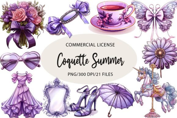 Download Watercolor Coquette Summer Clipart - Watercolor Collection