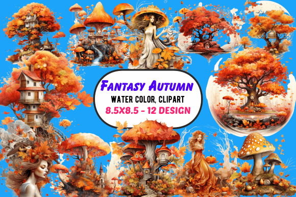 Download Fantasy Autumn Watercolor Clipart - Watercolor Collection