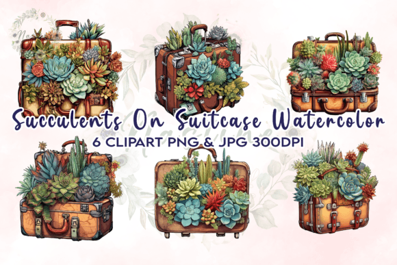 Download Succulents on Suitcase Watercolor - Watercolor Collection