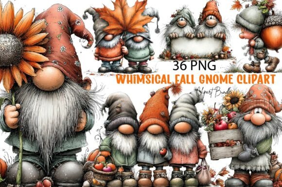 Download Whimsical Fall Gnome Clipart - Gnome clipart Collection