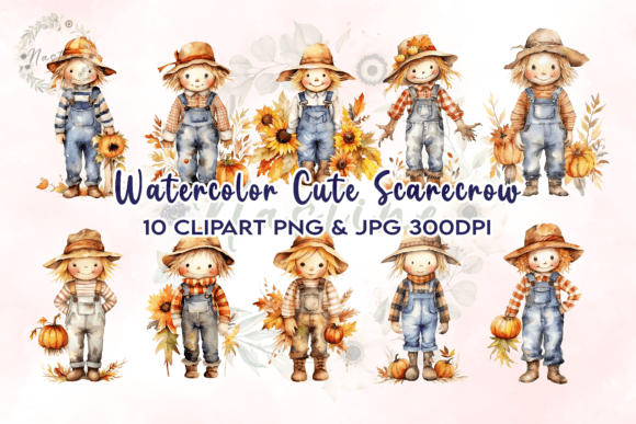 Download Watercolor Cute Scarecrow Clipart - Watercolor Collection