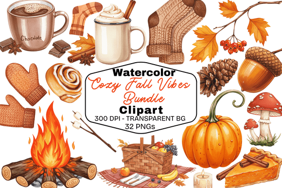 Download Cozy Autumn Watercolor Clipart Set - Watercolor Collection