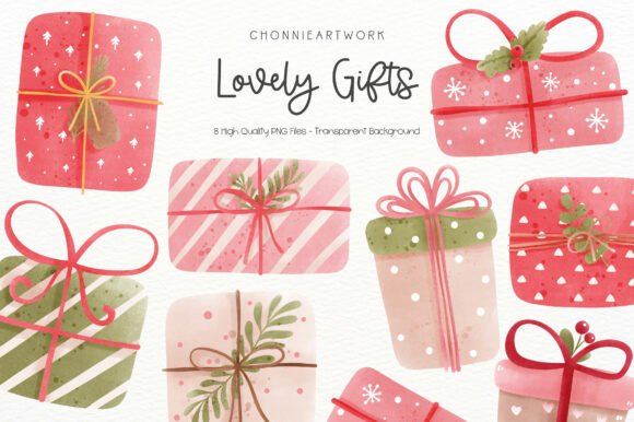 Download Watercolor Christmas Gift Clipart Set - Watercolor Collection