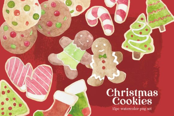 Download Watercolor Christmas Cookies Clipart Set - Watercolor Collection