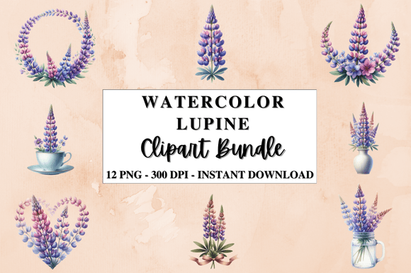 Download Watercolor Lupine Clipart Bundle - Watercolor Collection