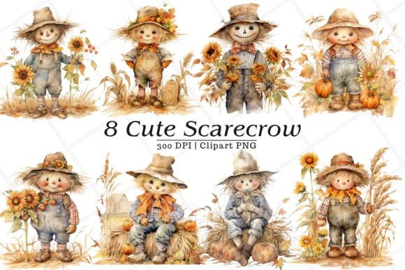 Download Cute Scarecrow Watercolor Clipart - Watercolor Collection