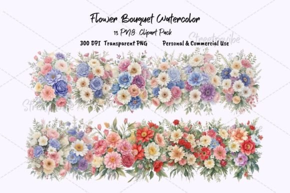 Download Colorful Flower Bouquet Watercolor PNGs - Watercolor Collection