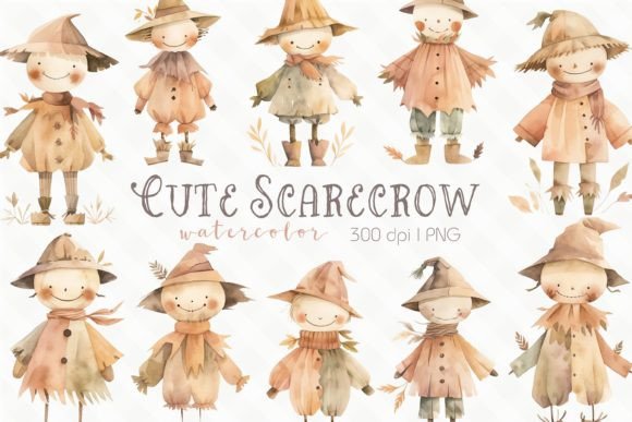 Download Cute Scarecrow Watercolor Clipart - Watercolor Collection
