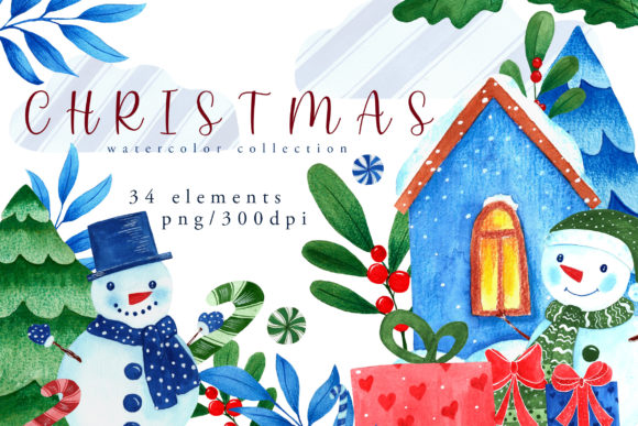 Download Christmas Watercolor Elements Collection - Watercolor Collection