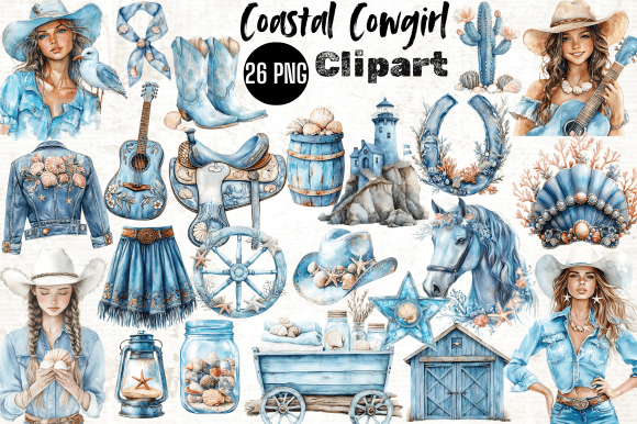 Download Watercolor Coastal Cowgirl Clipart - Watercolor Collection