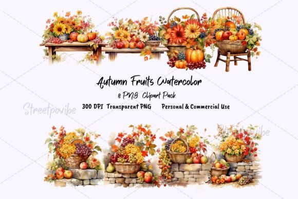 Download Fruit Autumn Watercolor Clipart PNG Pack - Watercolor Collection