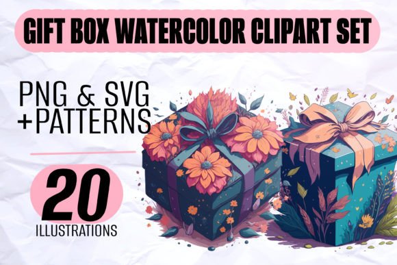 Download Watercolor Gift Box Clipart Set - Watercolor Collection