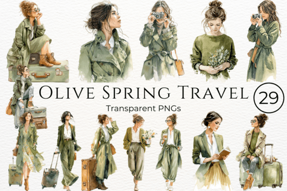 Download Olive Spring Travel Watercolor Clipart - Watercolor Collection
