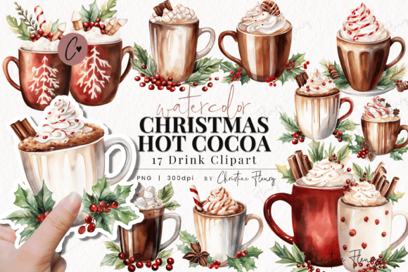 Download Watercolor Christmas Hot Cocoa Clipart - Watercolor Collection