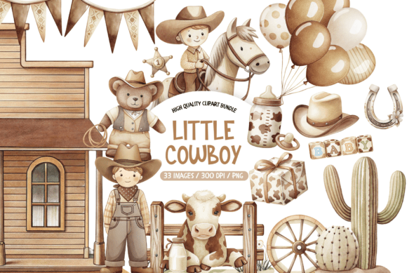 Download Little Cowboy Watercolor Clipart Set - Watercolor Collection
