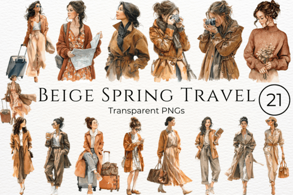 Download Beige Spring Travel Watercolor Clipart - Watercolor Collection