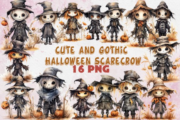 Download Halloween Scarecrow PNG Watercolor Bundl - Watercolor Collection
