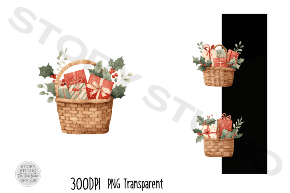 Download Watercolor Christmas Gift Baskets Set - Watercolor Collection