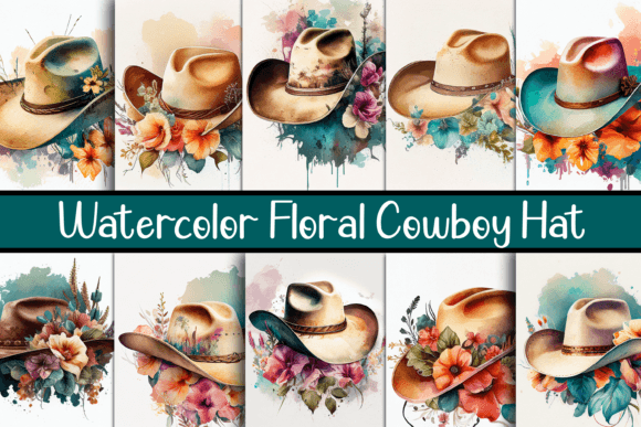 Download Watercolor Floral Cowboy Hat - Watercolor Collection