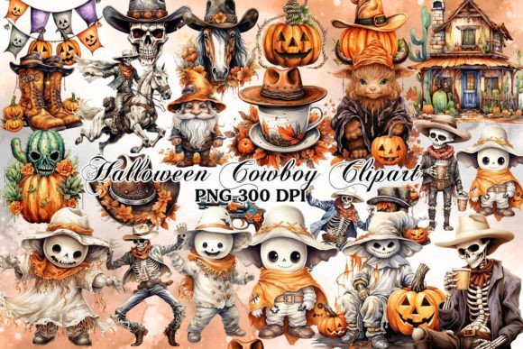 Download Halloween Cowboy Watercolor Clipart - Watercolor Collection