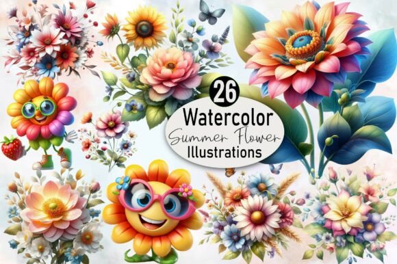 Download Watercolor Summer Flower Clipart - Watercolor Collection
