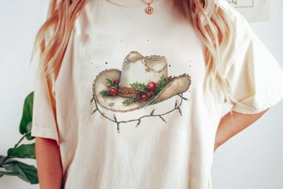 Download Watercolor Christmas Cowboy Hat Desi Png - Watercolor Collection