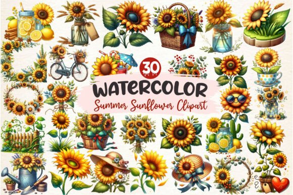 Download Watercolor Summer Sunflower Clipart - Watercolor Collection