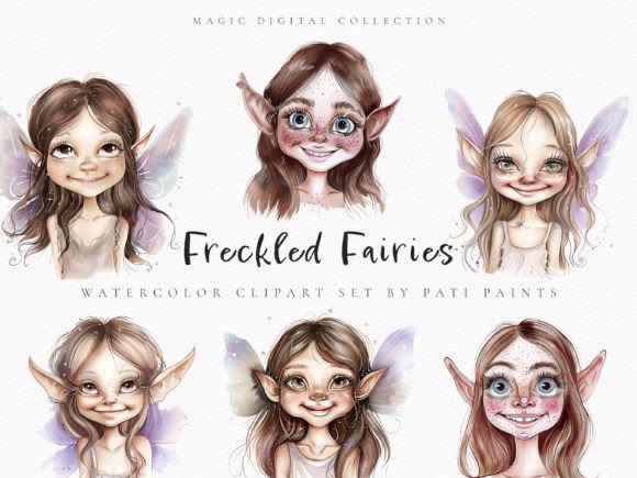 Download Watercolor Fairy Face Clipart Bundle - Watercolor Collection