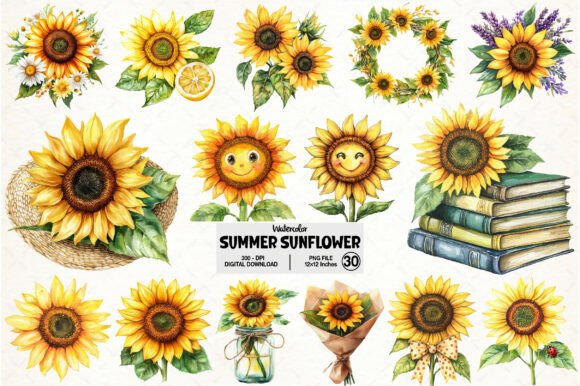Download Watercolor Summer Sunflower Clipart - Watercolor Collection