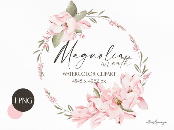 Download Watercolor Wreath of Magnolia Flower - Watercolor Collection