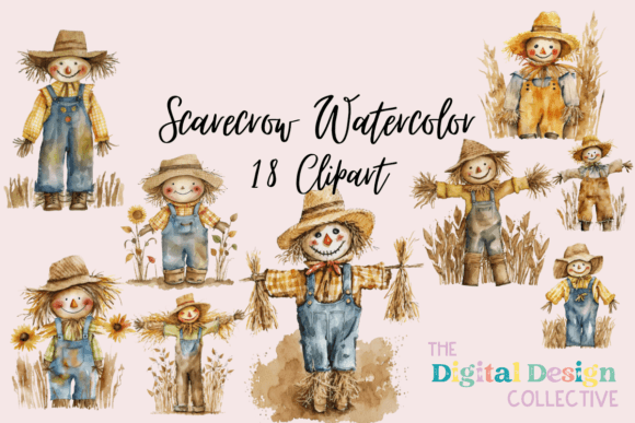 Download Watercolor Fall Scarecrow Clipart - Watercolor Collection