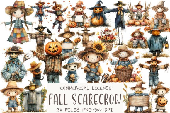 Download Watercolor Fall Scarecrow Clipart - Watercolor Collection